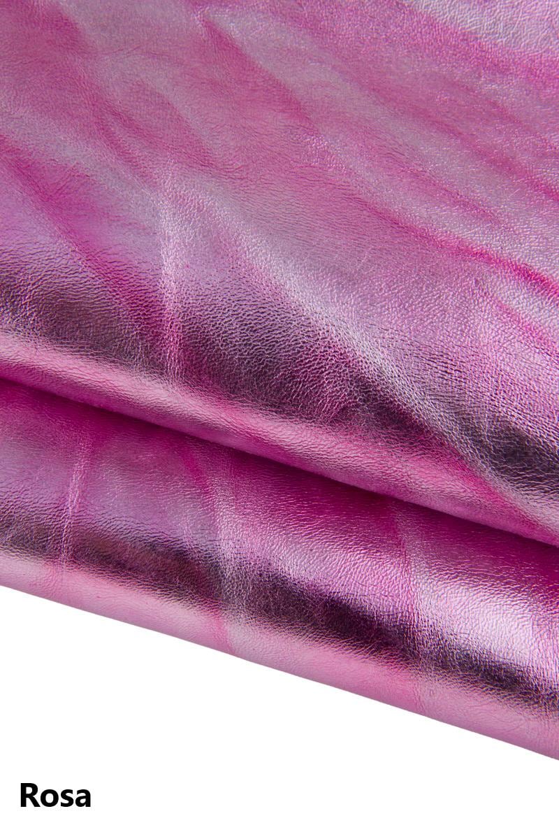 METALLIC wrinkled goatskin leather in bright and fluo neon colors, soft shaded hides for diy projects B17321-MT La Garzarara