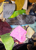 Small Leather Scraps, Mini Craft Offcuts, Assorted Colors Textures and Finishes for Earrings Jewelry and 2x4"/5x10 cm minimum measures RT87