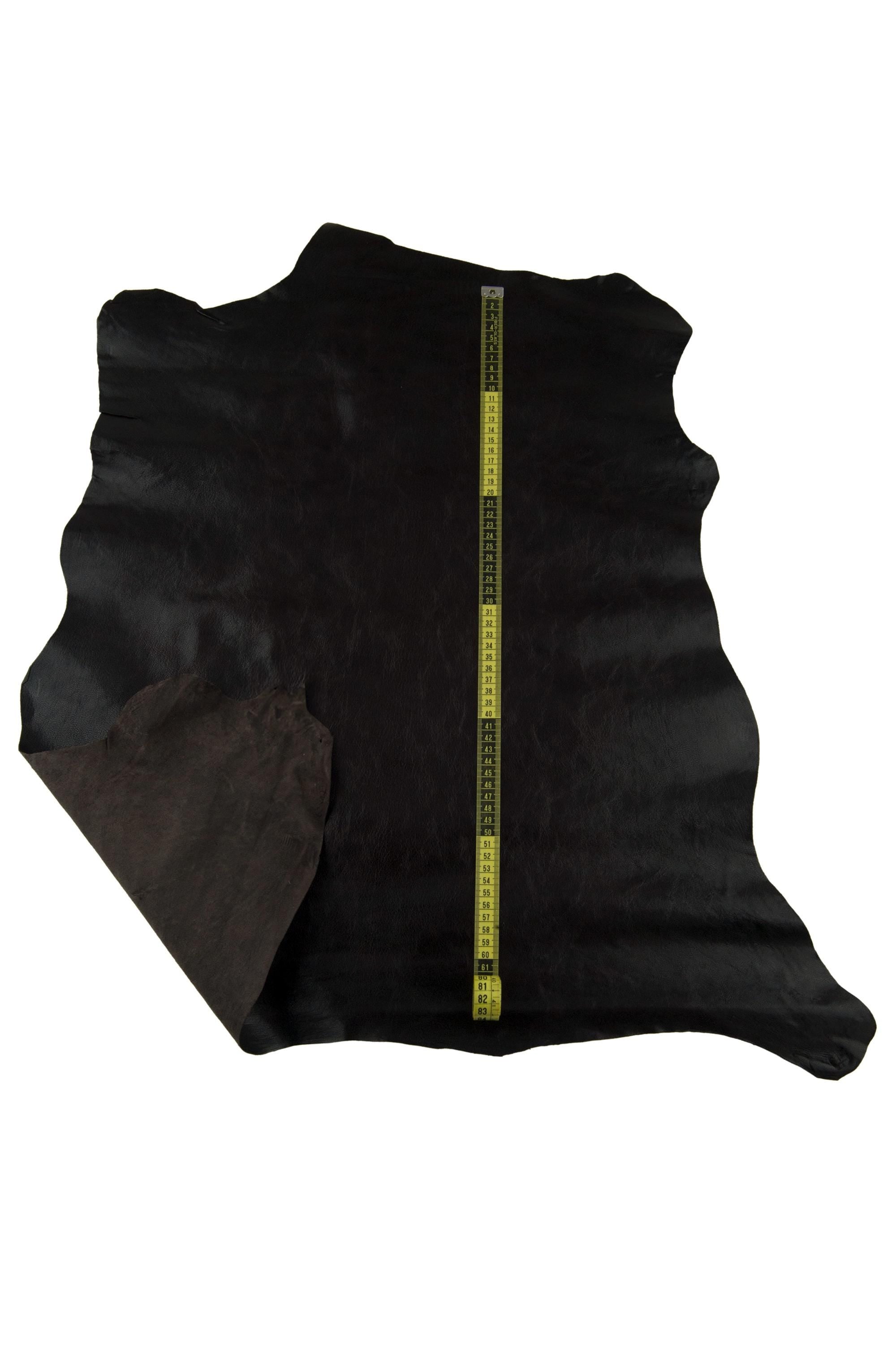 Dark brown glossy goatskin, grainy soft leather skin, soft grain goat hide 0.9–1.0 mm for bags and accessories, B17457-TU La Garzarara