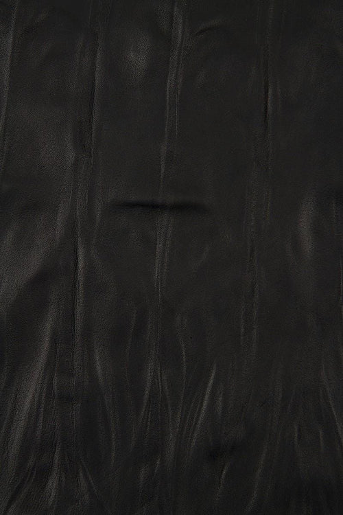 Black WRINKLED leather skin, semi glossy sporty soft goatskin, cortex like print on hide B17366-TB La Garzarara