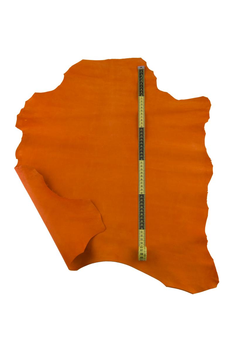 Burnt Orange SUEDE leather skin, bright soft velvety goatskin hide, 0.8 - 1.0 mm, ideal for diy projects B17344-TU La Garzarara