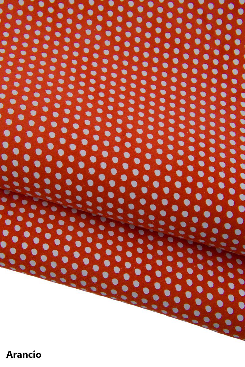 POLKA DOT printed suede leather skin, beige, pink, yellow, tan, orange textured soft goatskin B17346-ST La Garzarara