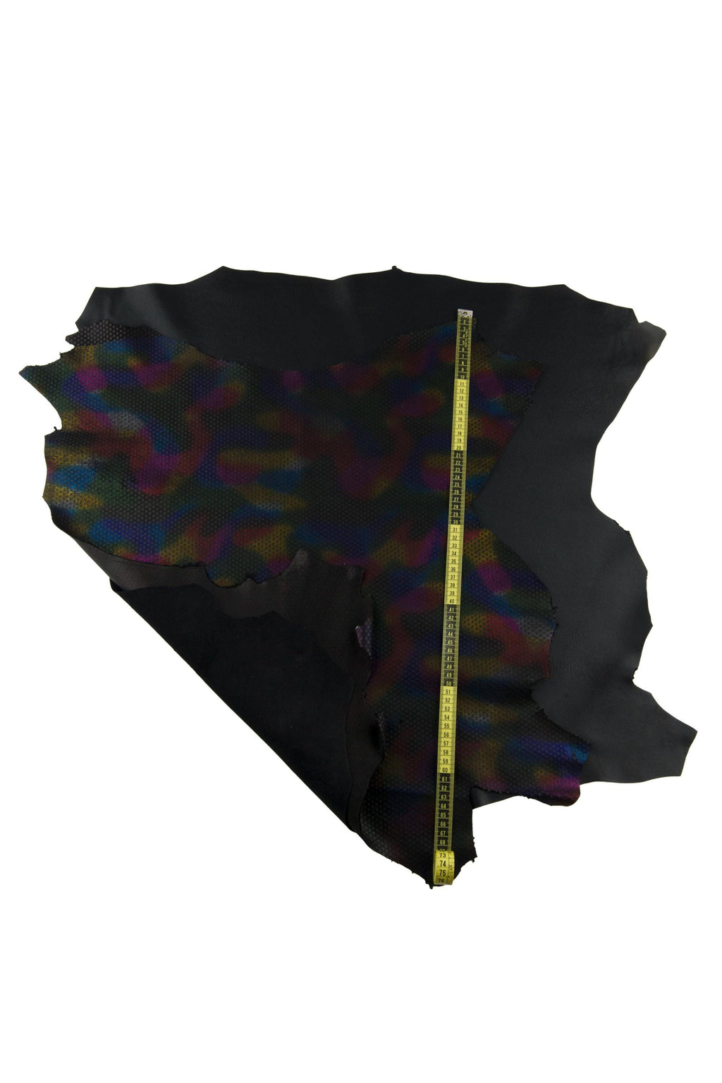 Black grain leather hide, holographic polka dot laminated skin, rainbow glossy fashion leather hide B17389-MT(ST) La Garzarara