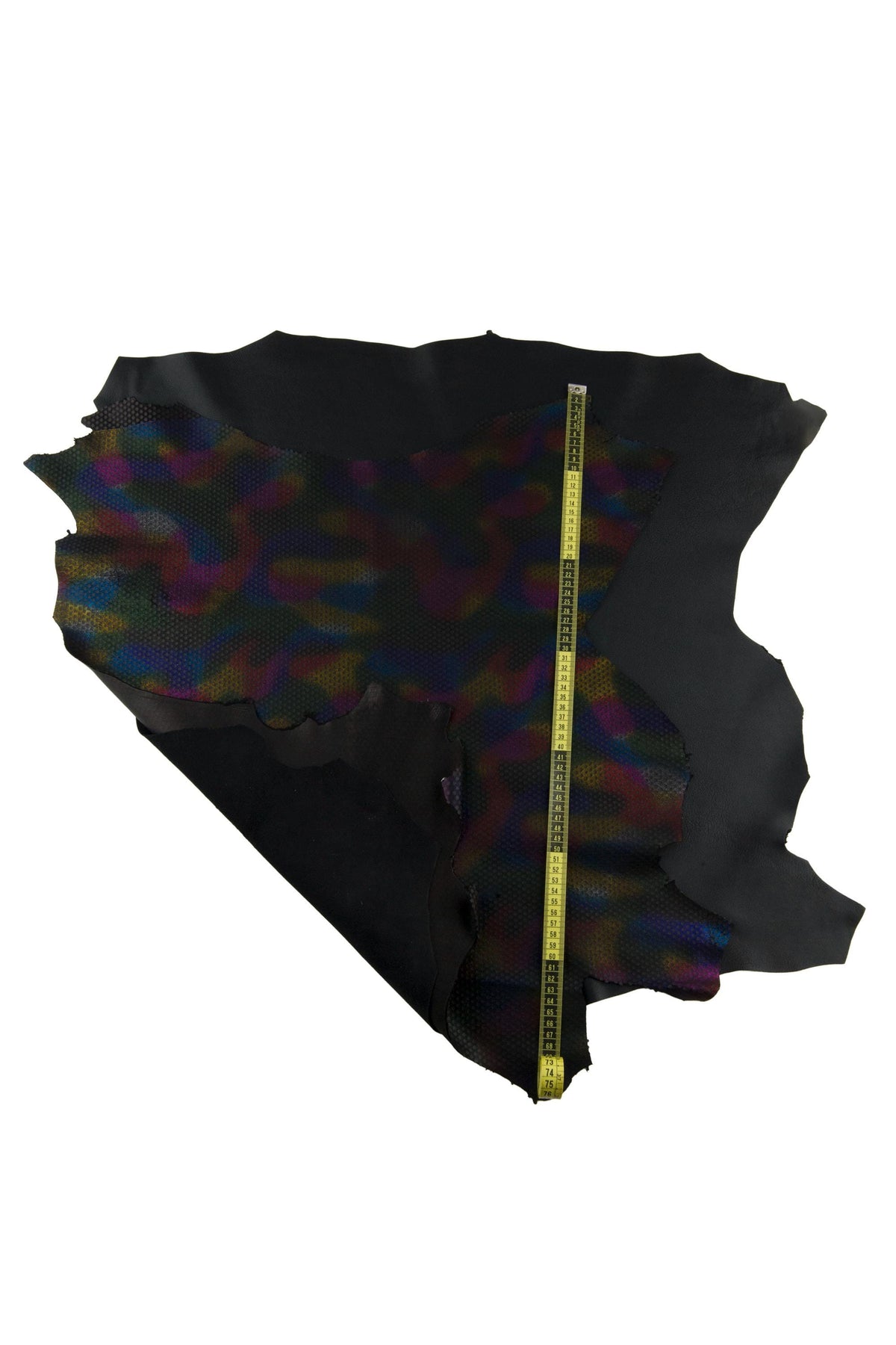 Black grain leather hide, holographic polka dot laminated skin, rainbow glossy fashion leather hide B17389-MT(ST) La Garzarara