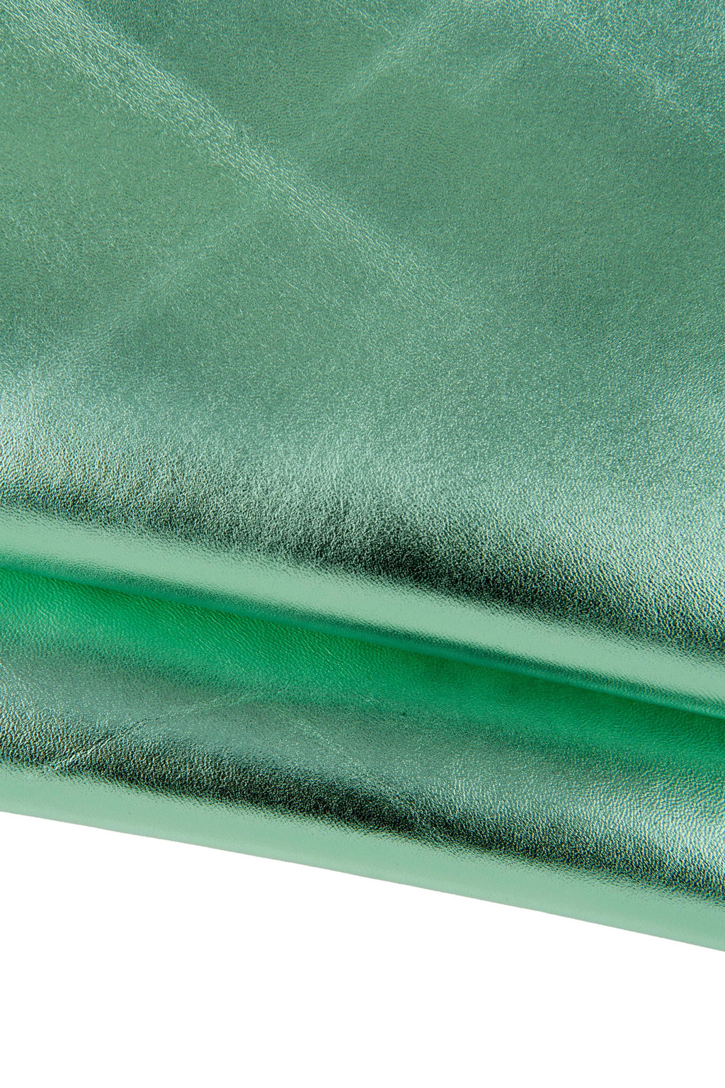 Matching 2 green leather skins, metallic mint pearl lamsbskin shiny stripe textured suede skin for bags leather B17498-MT(ST) La Garzarara