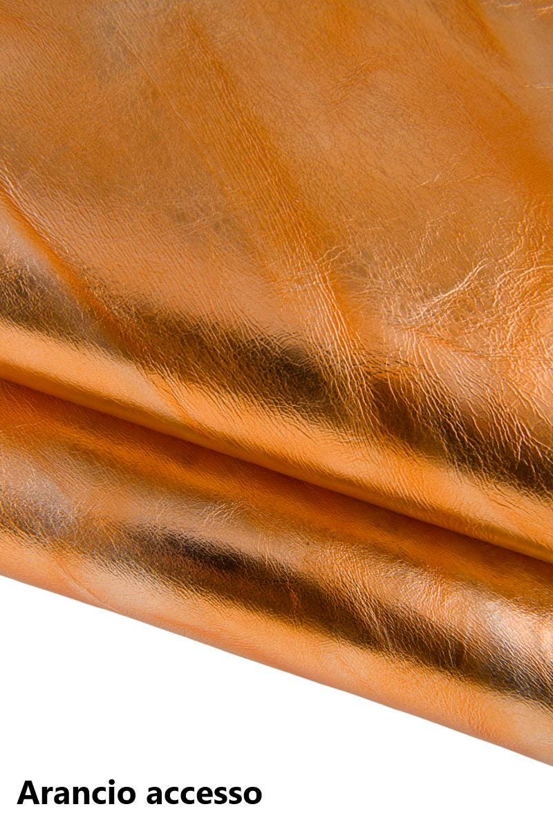 METALLIC wrinkled goatskin leather in bright and fluo neon colors, soft shaded hides for diy projects B17321-MT La Garzarara