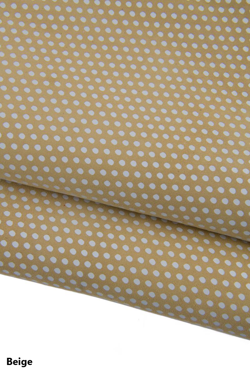 POLKA DOT printed suede leather skin, beige, pink, yellow, tan, orange textured soft goatskin B17346-ST La Garzarara