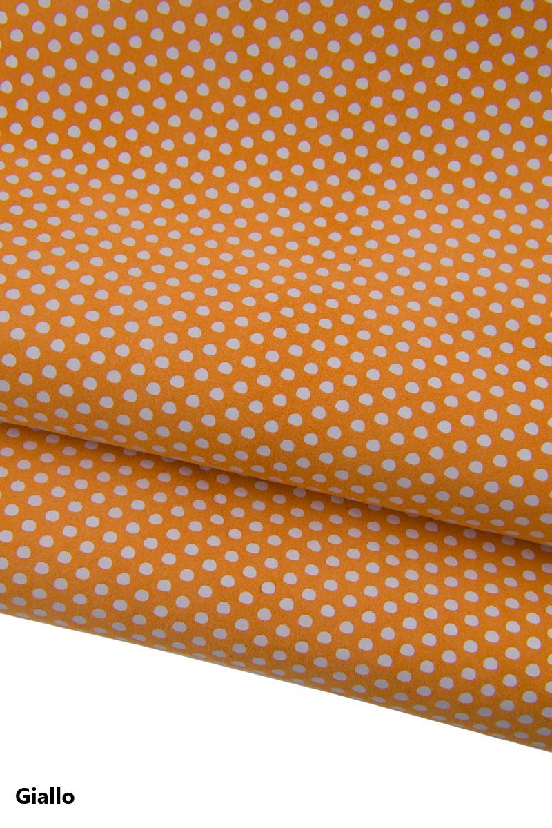 POLKA DOT printed suede leather skin, beige, pink, yellow, tan, orange textured soft goatskin B17346-ST La Garzarara