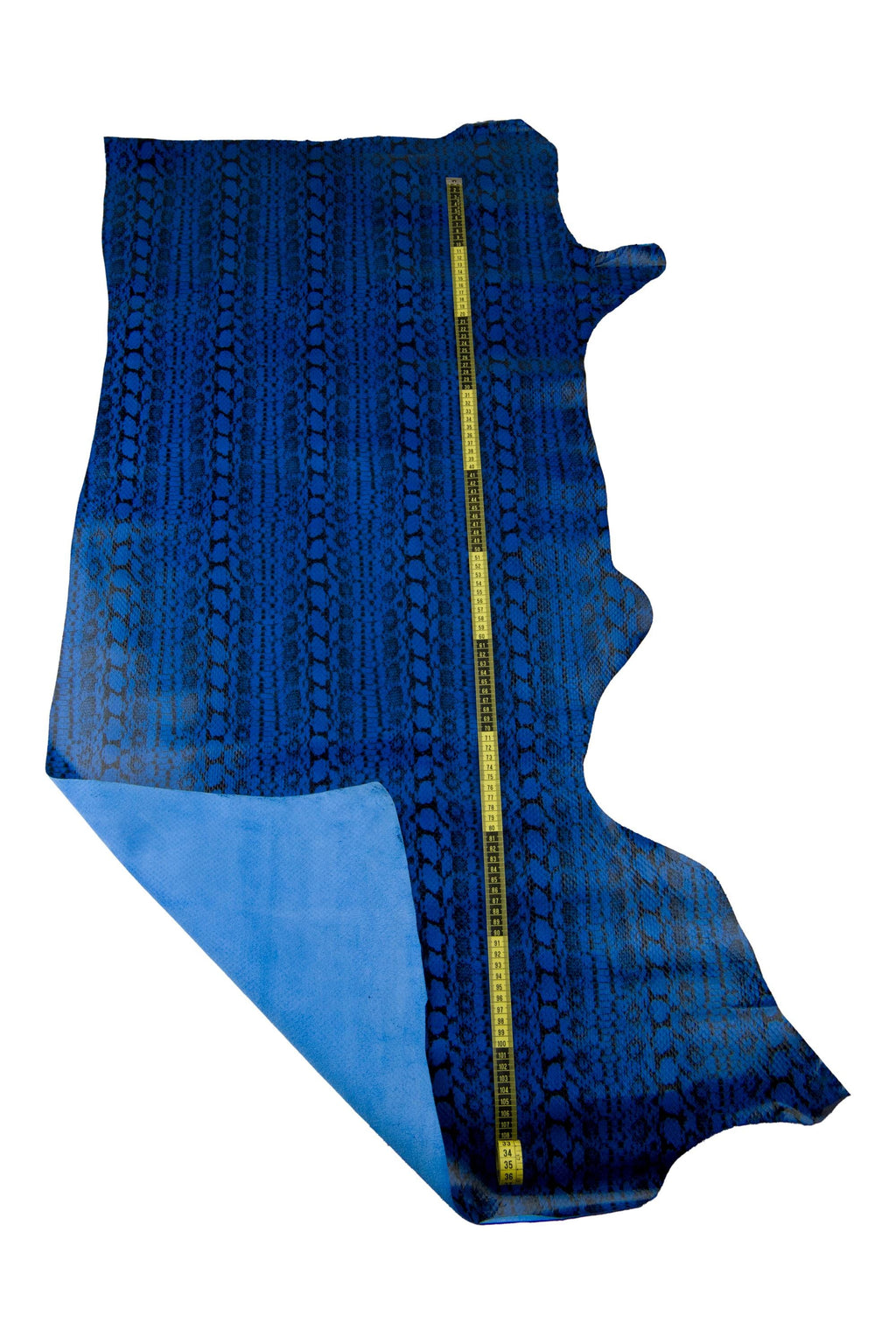 Electric blue PYHTON leather hide, glossy printed cowhide, snake pattern on calfskin B17634-ST La Garzarara