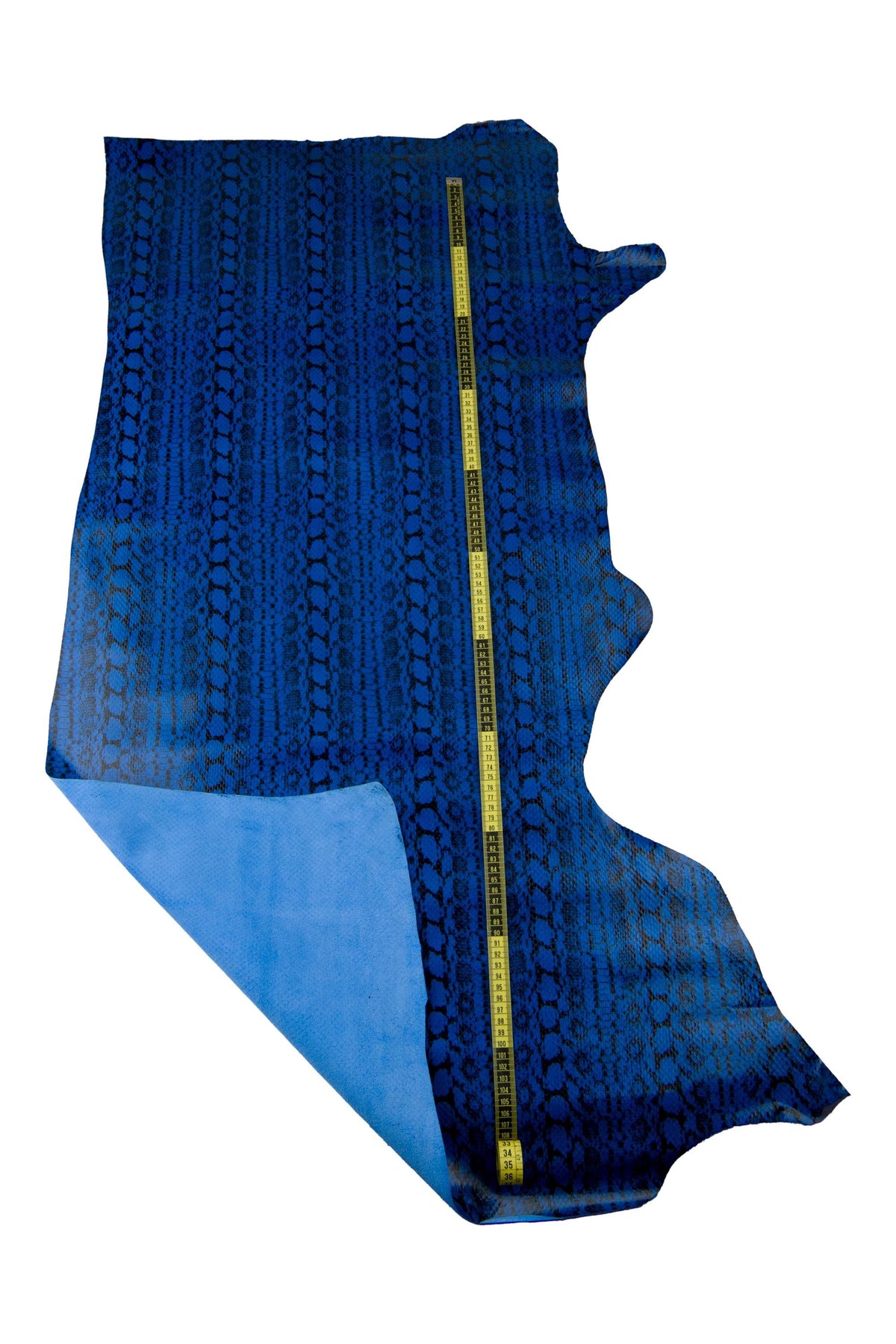 Electric blue PYHTON leather hide, glossy printed cowhide, snake pattern on calfskin B17634-ST La Garzarara