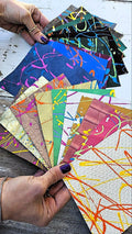 10 Multicolor Leather scraps, pollock painted offcuts, random selection, selected from the colors of the photos 6x5" / 15x12 cm RT281