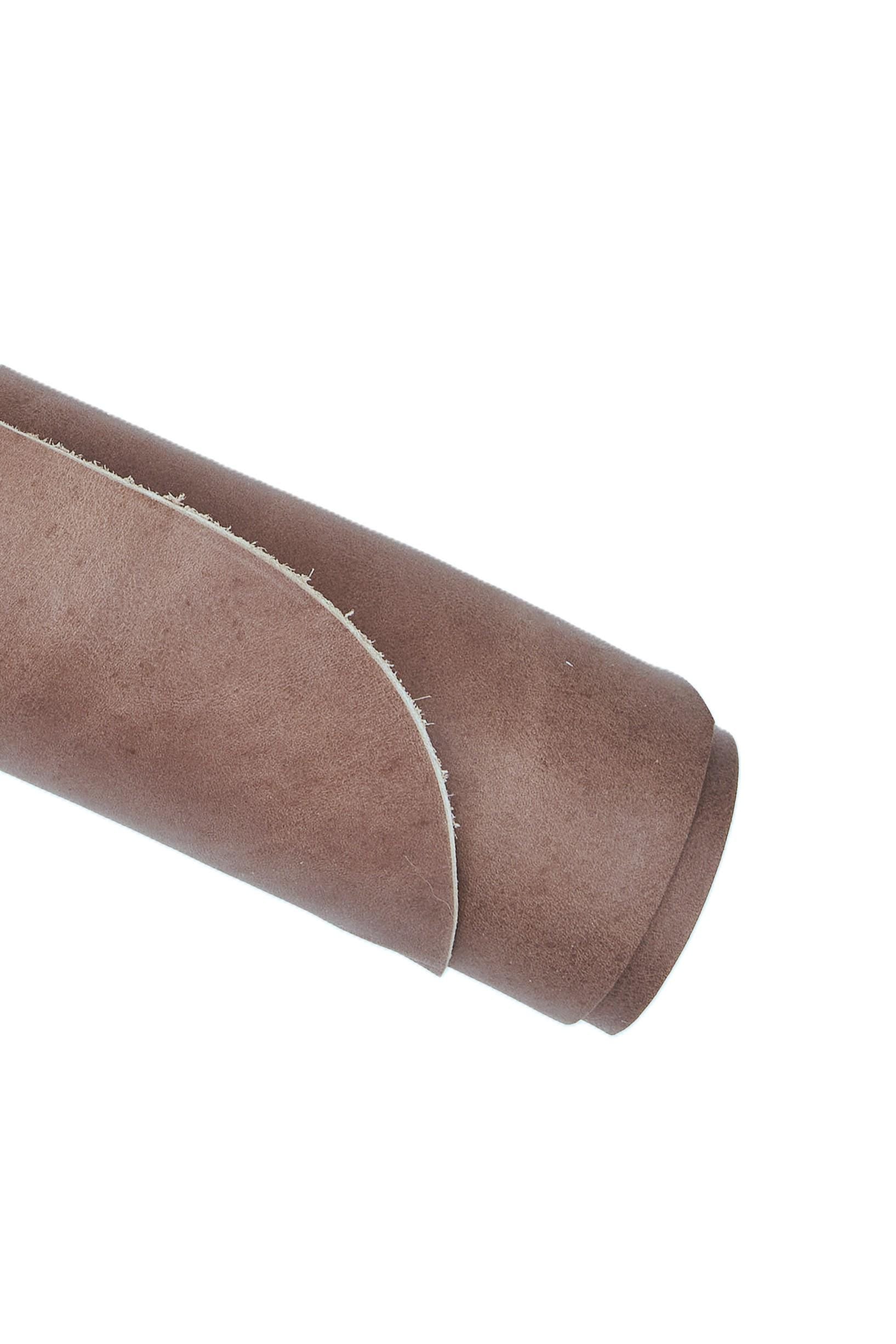 PULL UP leather hide, brown sporty cowhide with light natural grain, WAXY semi glossy soft calfskin 1.0 - 1.2 mm B16517-vt La Garzarara