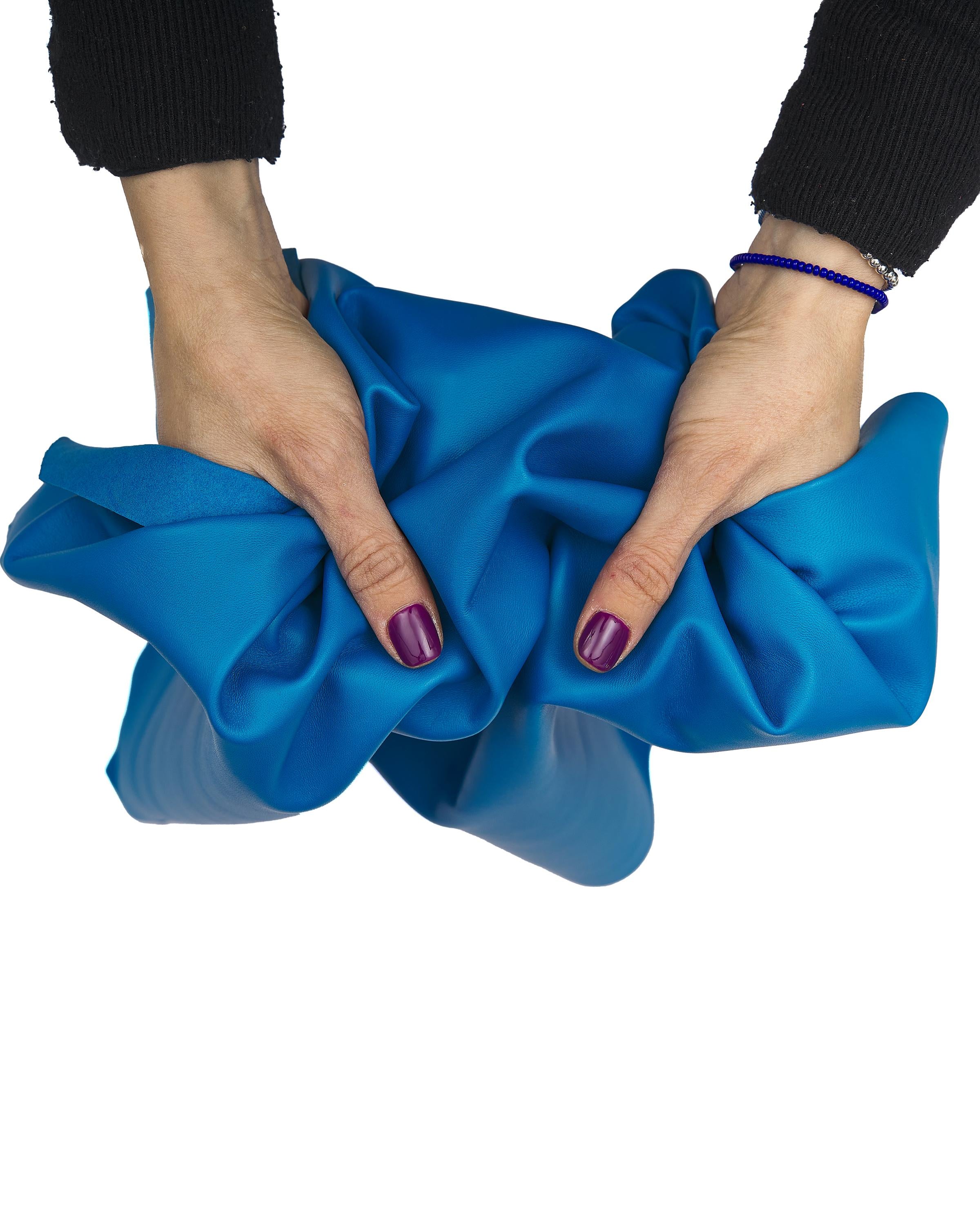 Light blue thin NAPPA leather hide, smooth soft lambskin for garments and hobbyists B17606-TU La Garzarara