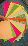 10 Leather scraps, NEON tones, random selection , printed and solid colors remnants, 6x5 inches/15x12 cm RT281 La Garzarara