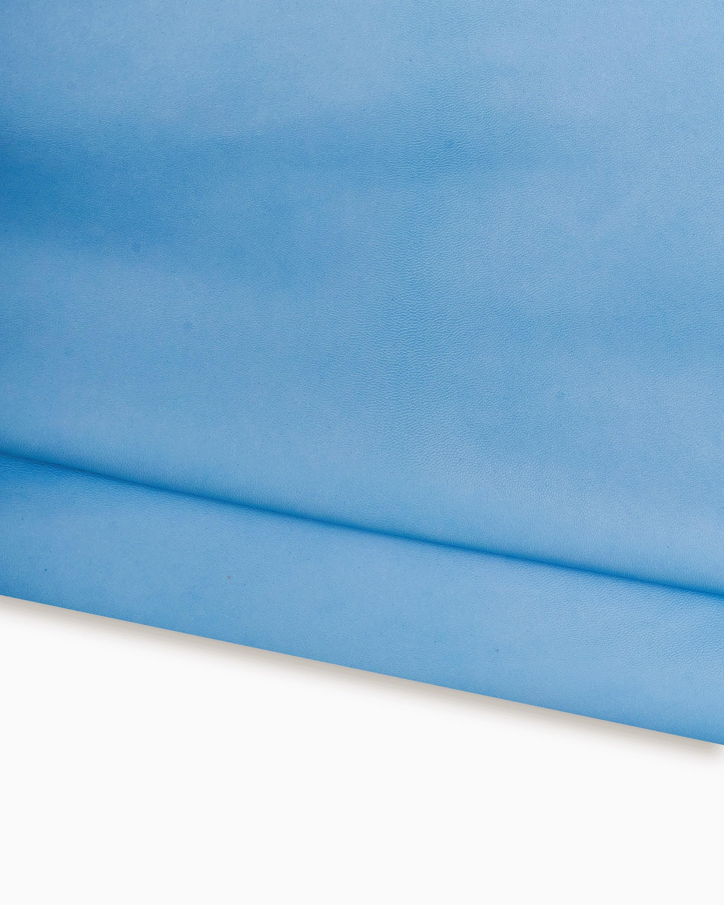 Azure lamb leather skin, super soft lambskin hide, light blue sheepskin for garments and crafting, matt, 0.7 - 0.8 mm B17589-TU La Garzarara