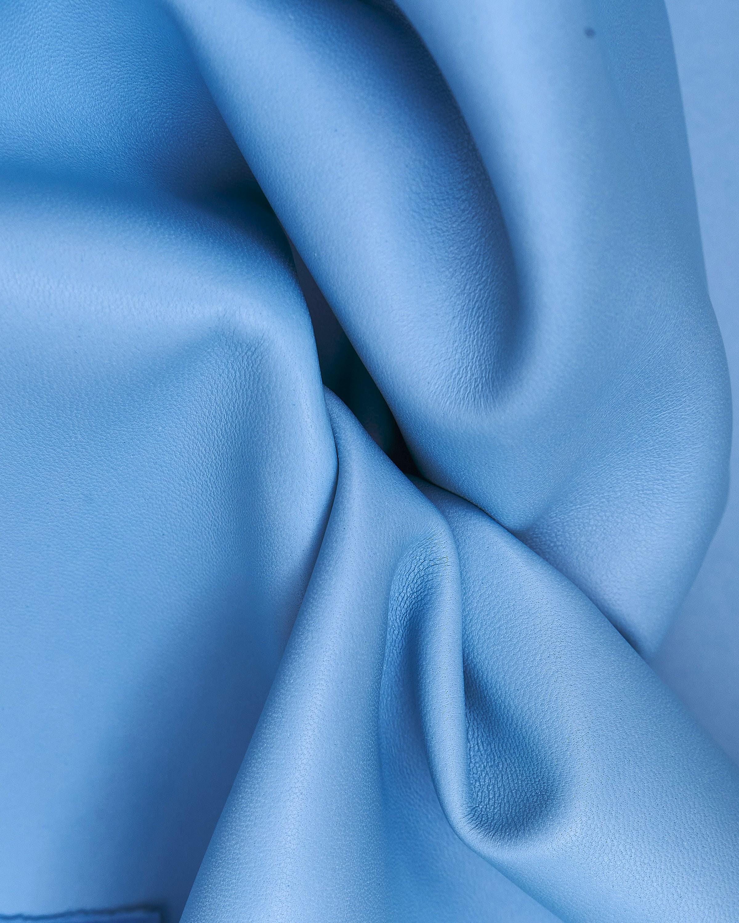 Azure lamb leather skin, super soft lambskin hide, light blue sheepskin for garments and crafting, matt, 0.7 - 0.8 mm B17589-TU La Garzarara