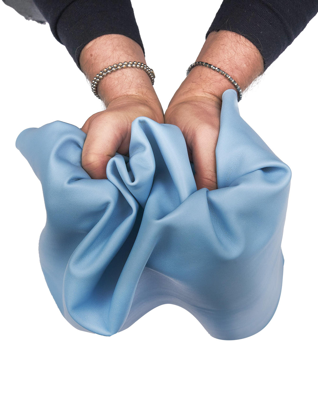 Azure lamb leather skin, super soft lambskin hide, light blue sheepskin for garments and crafting, matt, 0.7 - 0.8 mm B17589-TU La Garzarara
