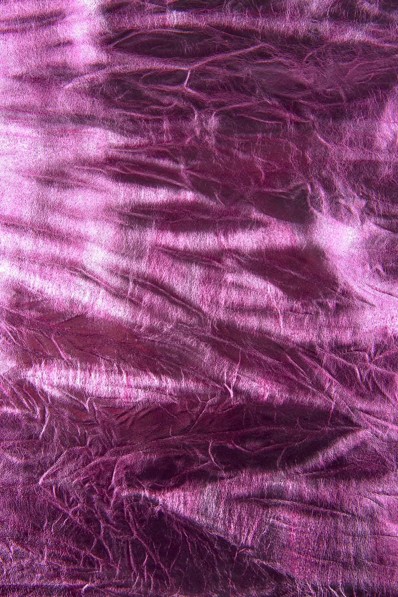 Pink METALLIC wrinkled leather skin, soft shaded distressed goatskin, SPARKLE hide for crafting B17322-MT La Garzarara