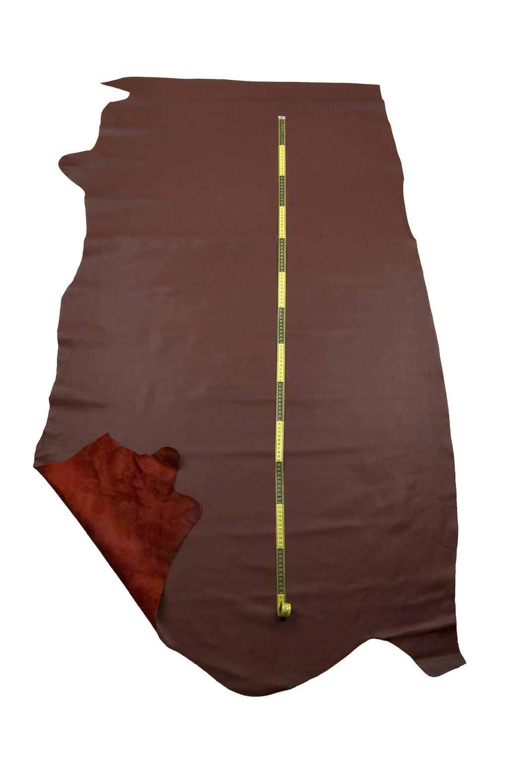 Reddish BROWN leather hide, tiny PEBBLE grain embossed calfskin, soft semi glossy, genuine italian cowhide 1.4 - 1.5 mm B17306-TU