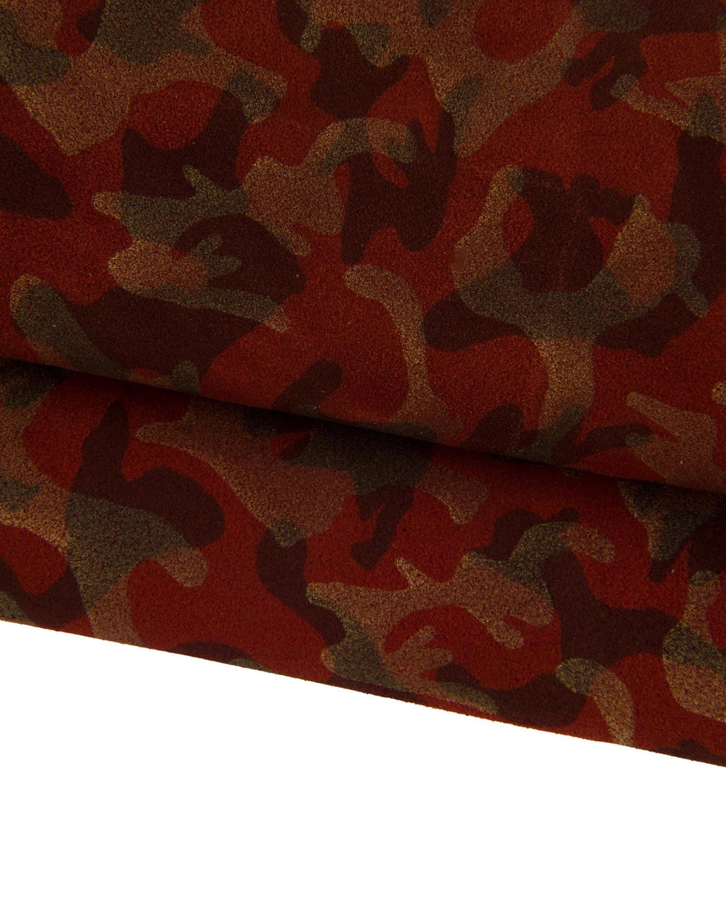 CAMO Leather hide, textured leather skin, bronze brown military print on rust suede split calfskin camouflage B17319-MT(ST) La Garzarara