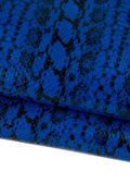Electric blue PYHTON leather hide, glossy printed cowhide, snake pattern on calfskin B17634-ST La Garzarara