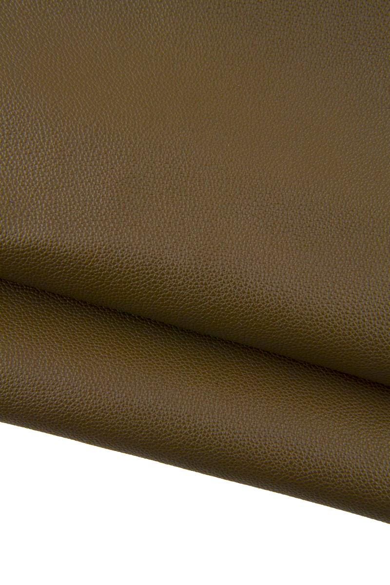 Soft brown pebbled cowhide leather SKIN hide, semi glossy calf leather for bags and accessories, B17304-TU La Garzarara