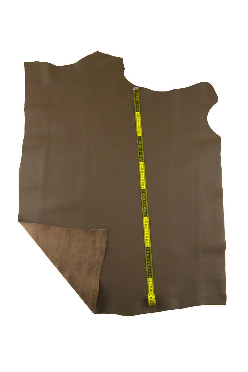 Soft brown pebbled cowhide leather SKIN hide, semi glossy calf leather for bags and accessories, B17304-TU La Garzarara