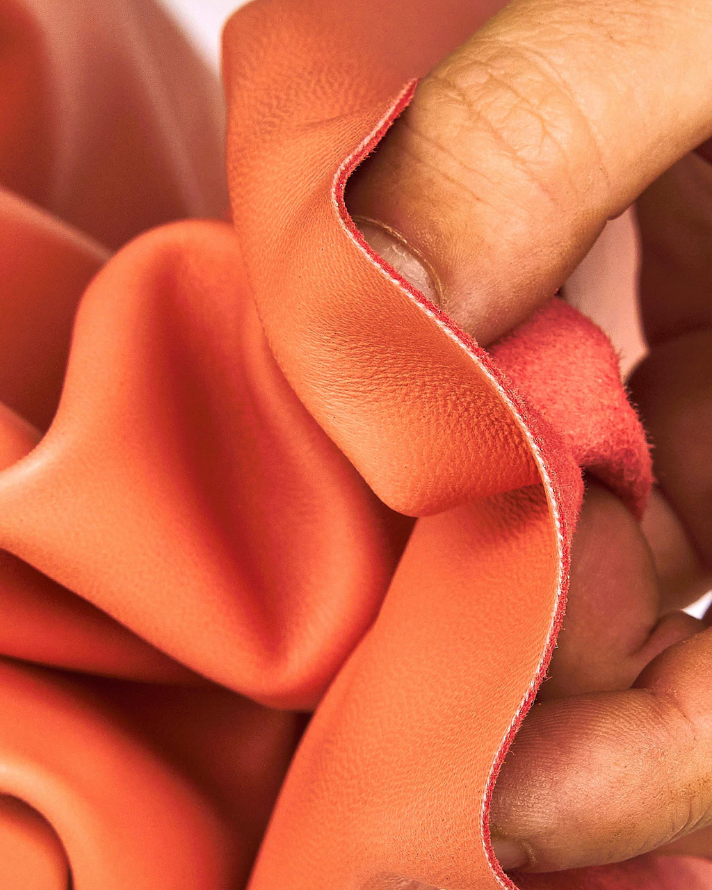 Thin leather skin, Salmon pink lambskin , very soft lamb for garments, in bundles or single hides B17593-TU La Garzarara