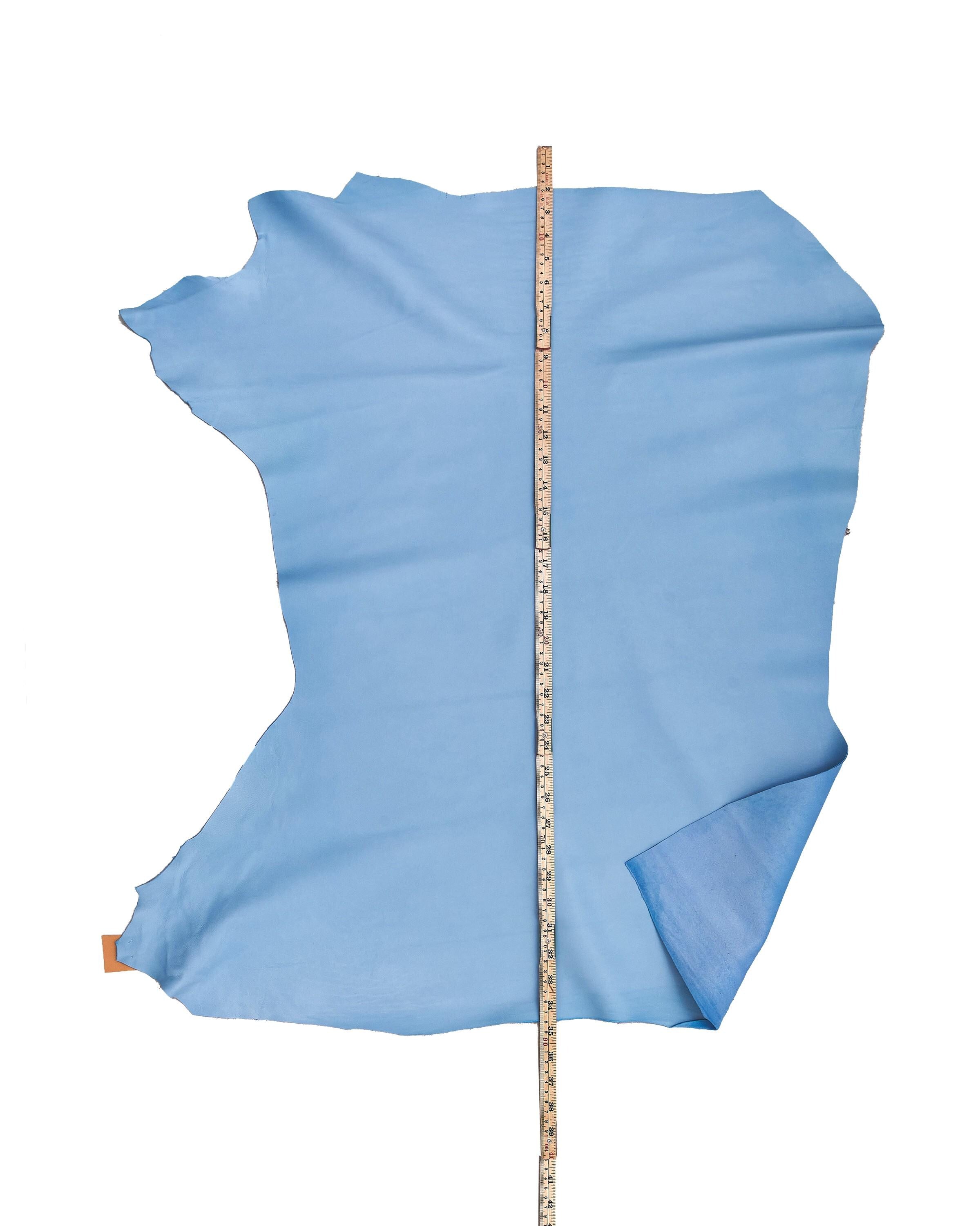 Azure lamb leather skin, super soft lambskin hide, light blue sheepskin for garments and crafting, matt, 0.7 - 0.8 mm B17589-TU La Garzarara
