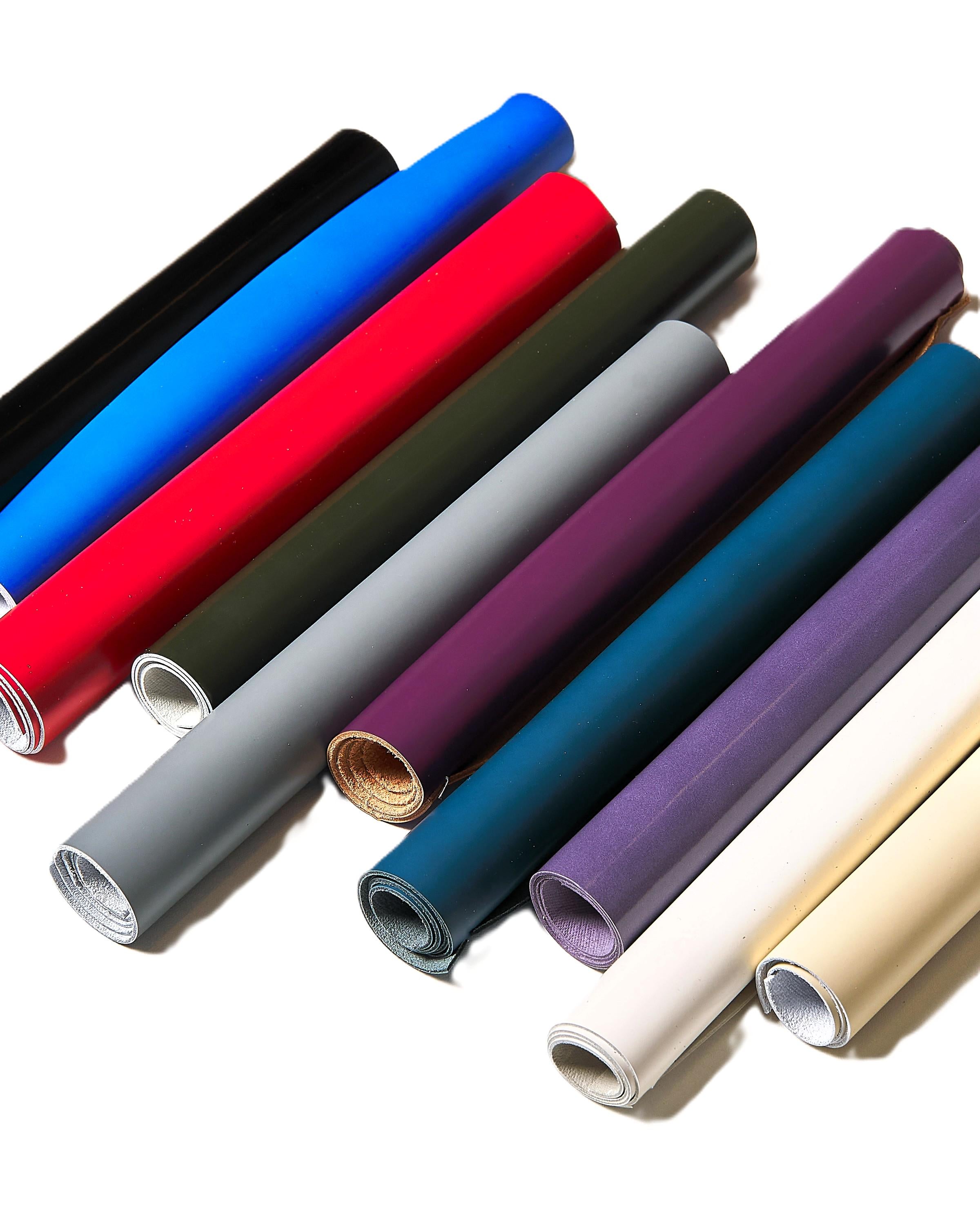 BRUSHED Leather Scraps in Assorted Colors - 10 random Smooth Solid Tones leather pieces 10x8" / 25x20 cm RT305 La Garzarara