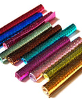 Metallic PYTHON printed leather scraps in bright colors - 10 random reptile remnants snake leather pieces 6x5" / 15x12 cm RT306 La Garzarara