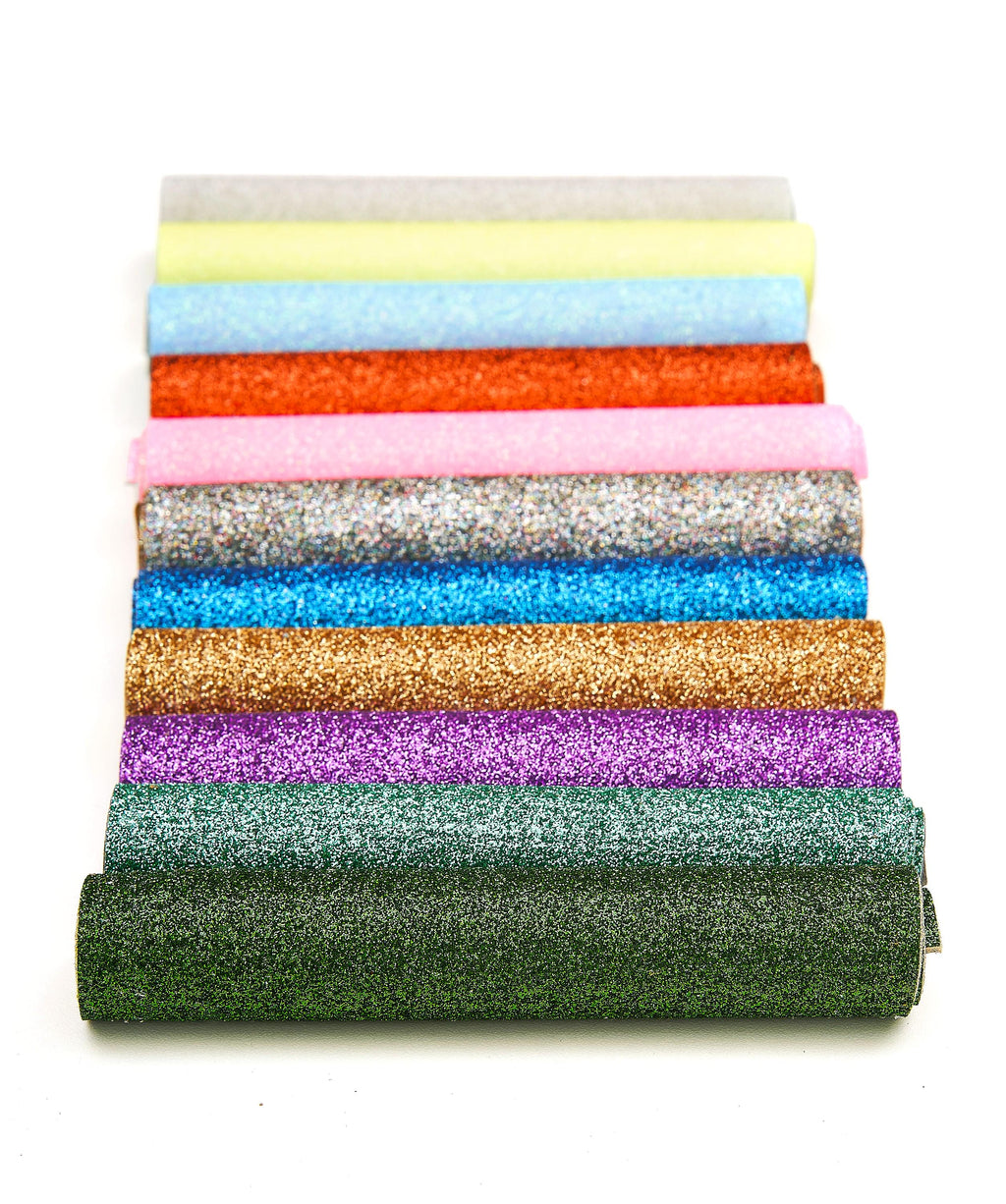 GLITTER leather scraps in assorted colors - 10 random smooth solid tones leather pieces 6x5" / 15x12 cm RT308 La Garzarara