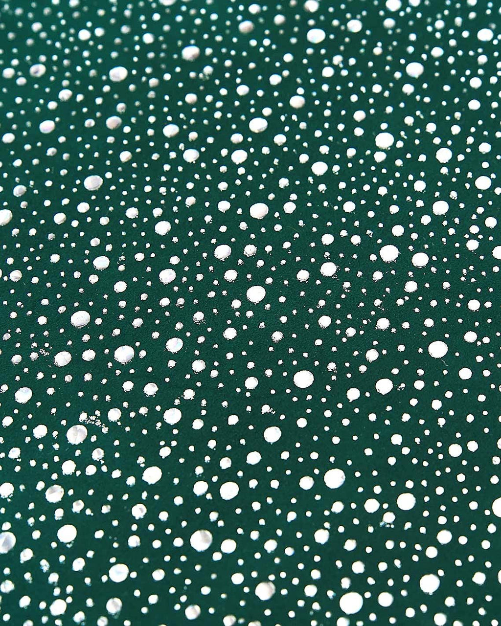Green leather hide smooth finish, polka dot printed skin white spots, emerald fashion leather hide for bags. Set of 2 skins B17272-MT(st)
