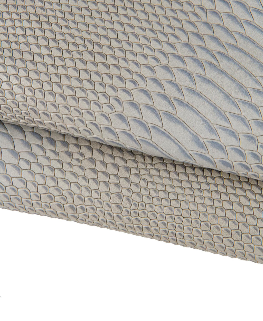 Grey REPTILE embossed leather skin, semi glossy python snake printed goatskin, gray animal pattern on soft hide B17481-ST La Garzarara