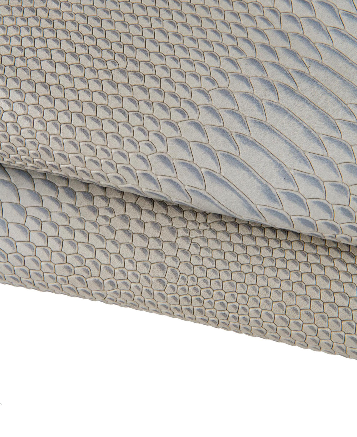 Grey REPTILE embossed leather skin, semi glossy python snake printed goatskin, gray animal pattern on soft hide B17481-ST La Garzarara