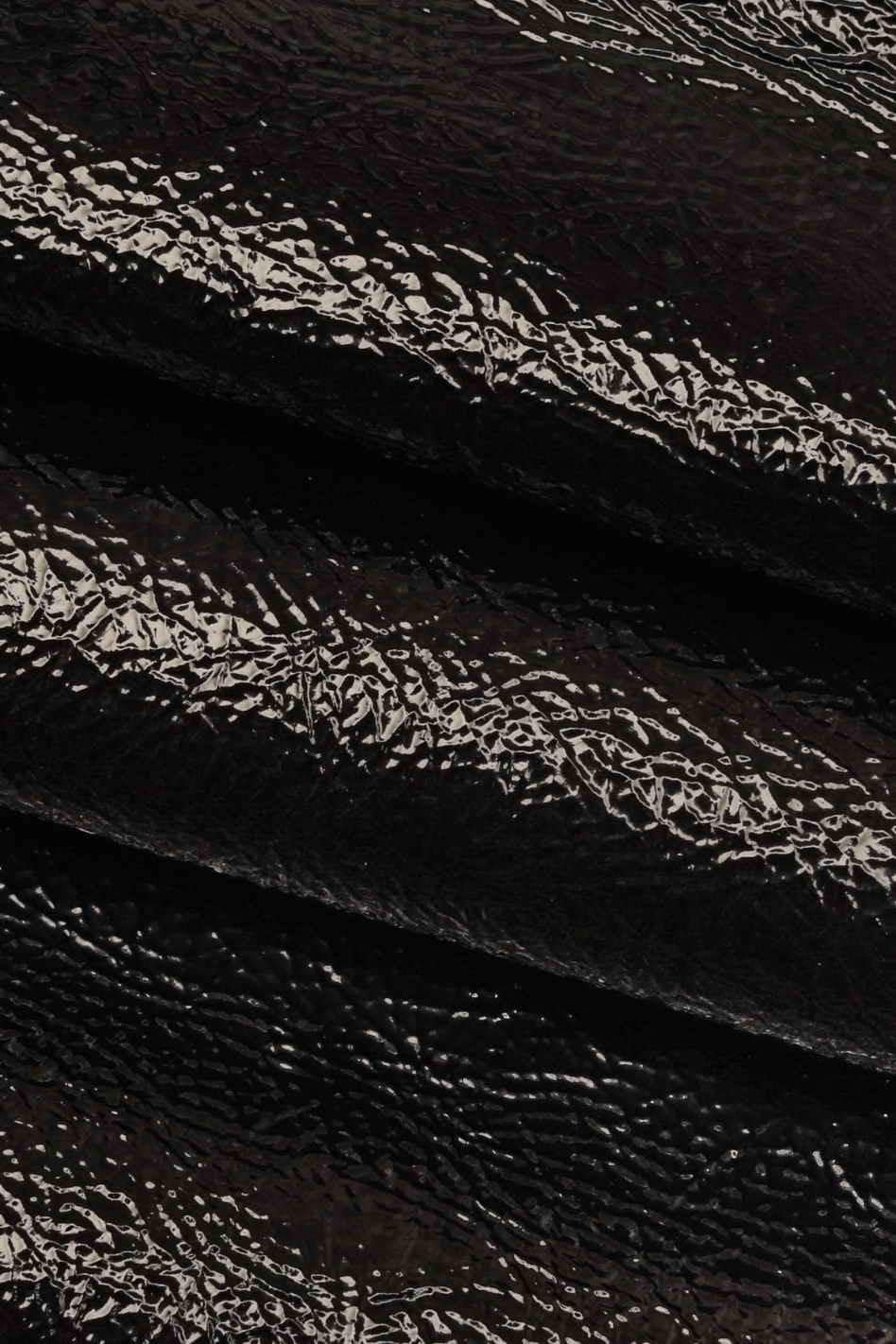 Crumpled BLACK Patent leather hide, High Glossy Finish cowhide, Thin Naplack Skin 0.6 -0.7 mm, ideal for hobbyists B18094-TB La Garzarara