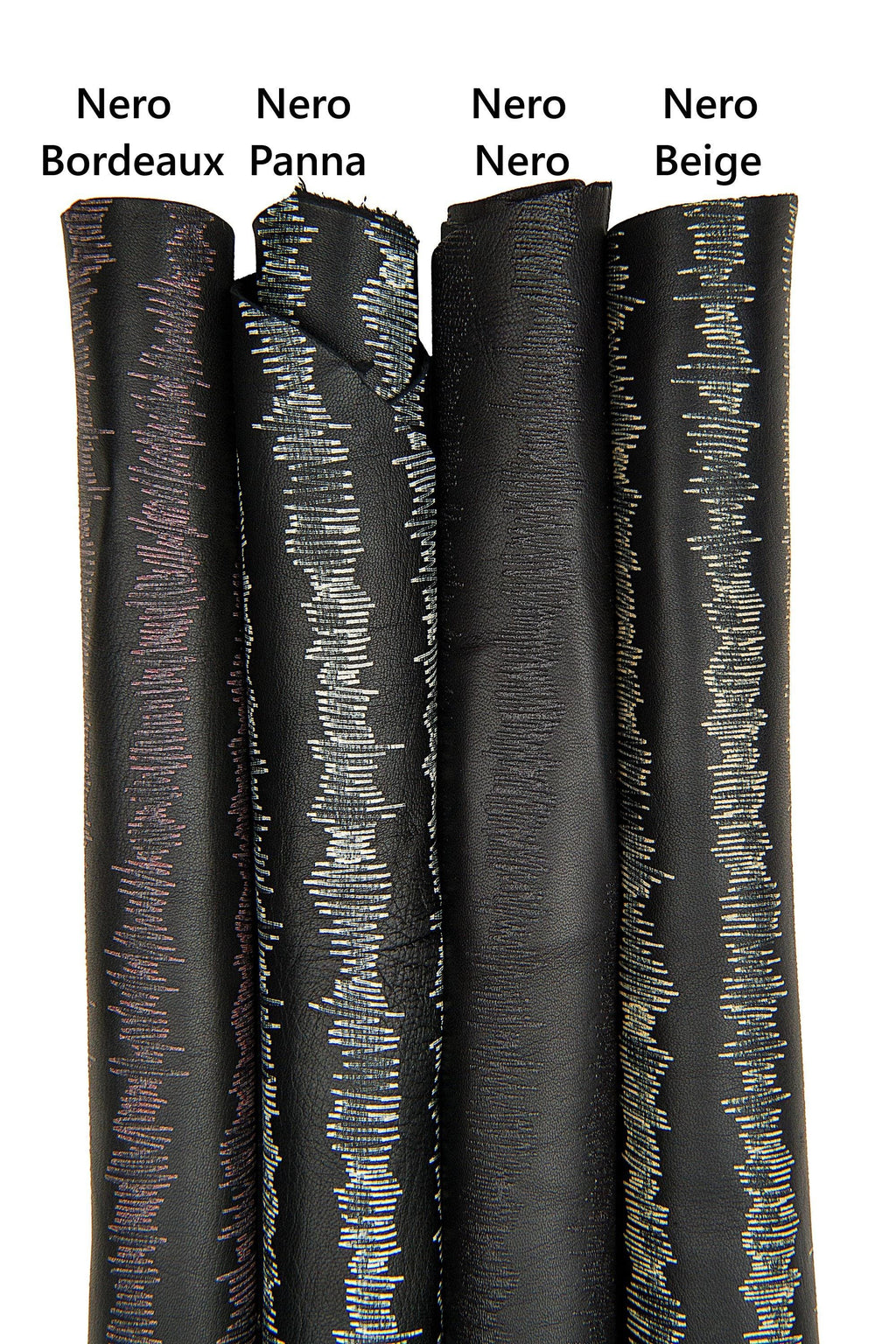 Black fancy leather skin, nappa lamb with graphic design, strip textured lambskin for bags and accessories B17677-VT La Garzarara
