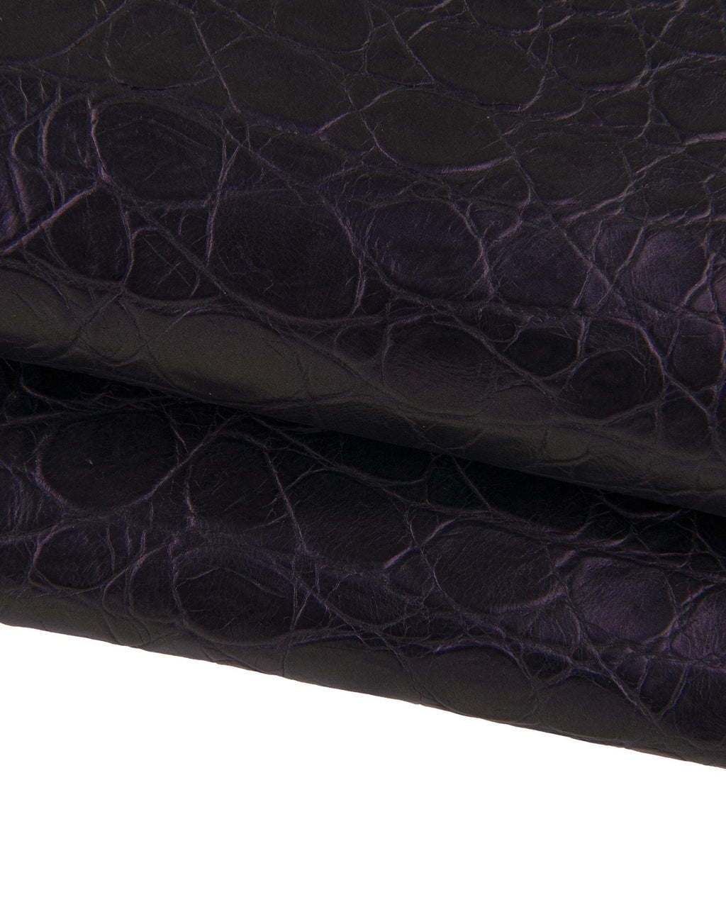 Dark Purple CROCODILE leather hide, metallic embossed cowhide, alligator printed soft calfskin for crafters B17339-MT(ST) La Garzarara