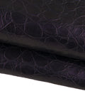 Dark Purple CROCODILE leather hide, metallic embossed cowhide, alligator printed soft calfskin for crafters B17339-MT(ST) La Garzarara