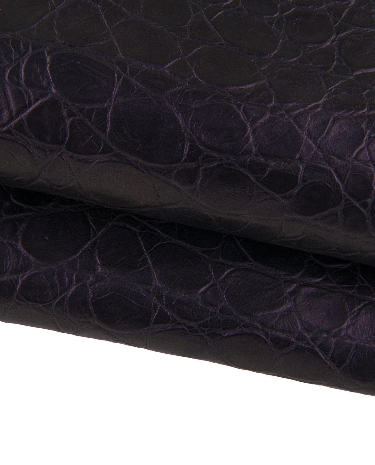 Dark Purple CROCODILE leather hide, metallic embossed cowhide, alligator printed soft calfskin for crafters B17339-MT(ST) La Garzarara