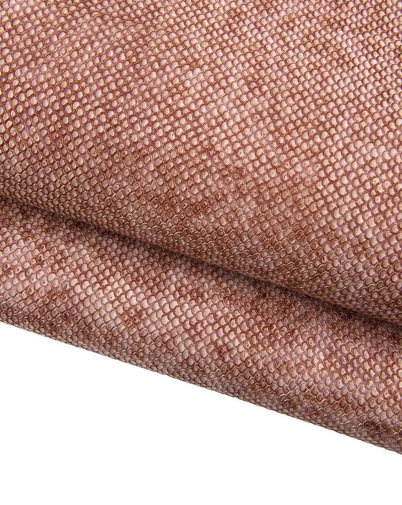 Rose Gold Leather, Lizard Print, Genuine Italian Leather, Soft Metallic Hide, Perfect for Bags, Sneakers B17377-MT(ST) La Garzarara