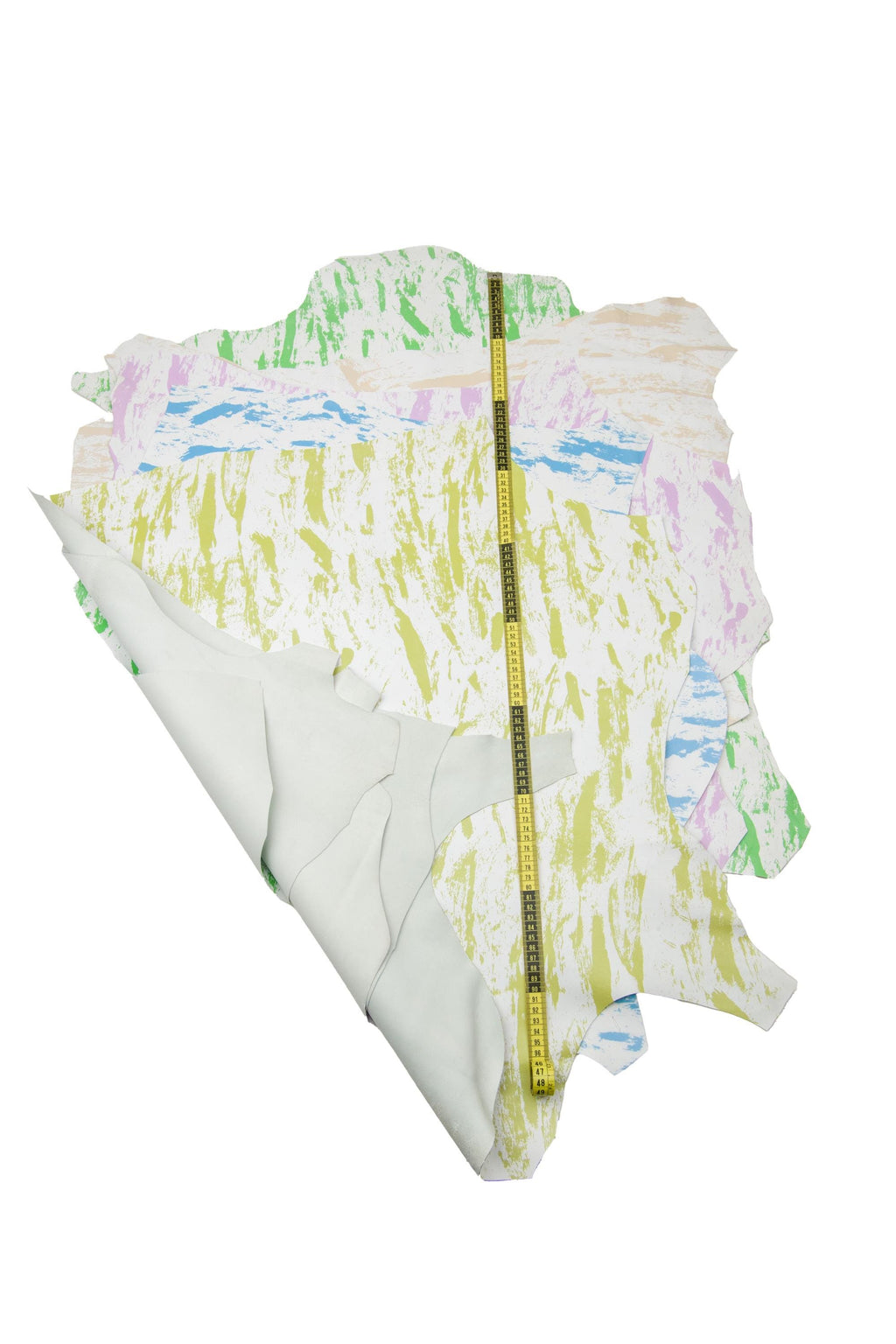White leather PAINT effect, brush stroke printed leather hide, colorful leather skin for bags craft B17705-ST La Garzarara