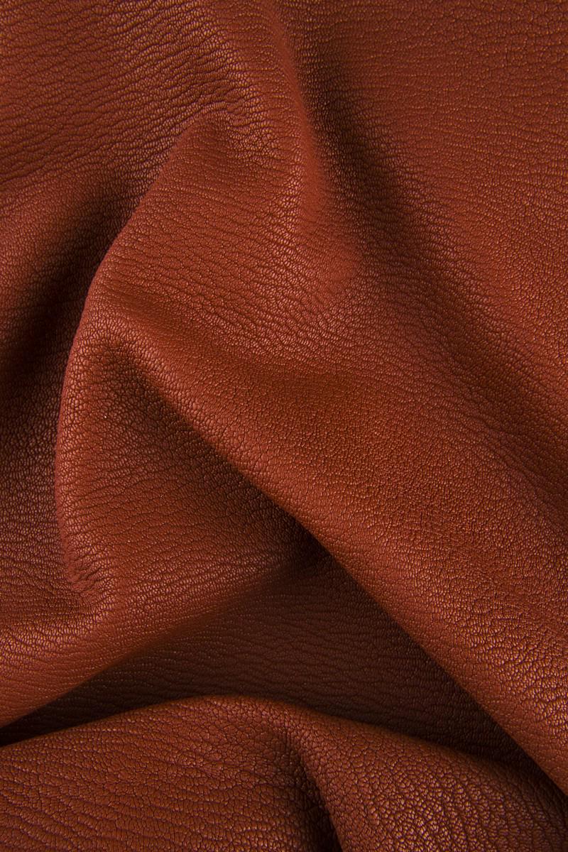 Soft brick red brown pebbled goatskin leather SKIN hide, fine grain embossed goat leather 1.8–2.0 mm for bags and accessories, B16674-TU