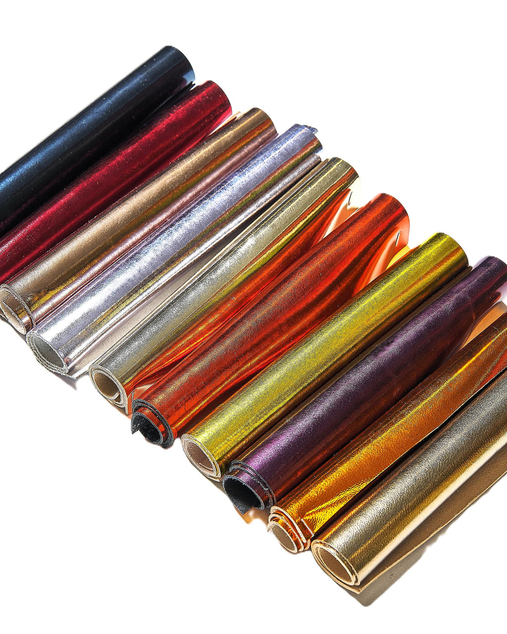 Mirror Metallic Leather Scraps in Assorted Colors - 10 random SPECCHIO Smooth Solid Tones leather pieces 6x5" / 15x12 cm RT300 La Garzarara