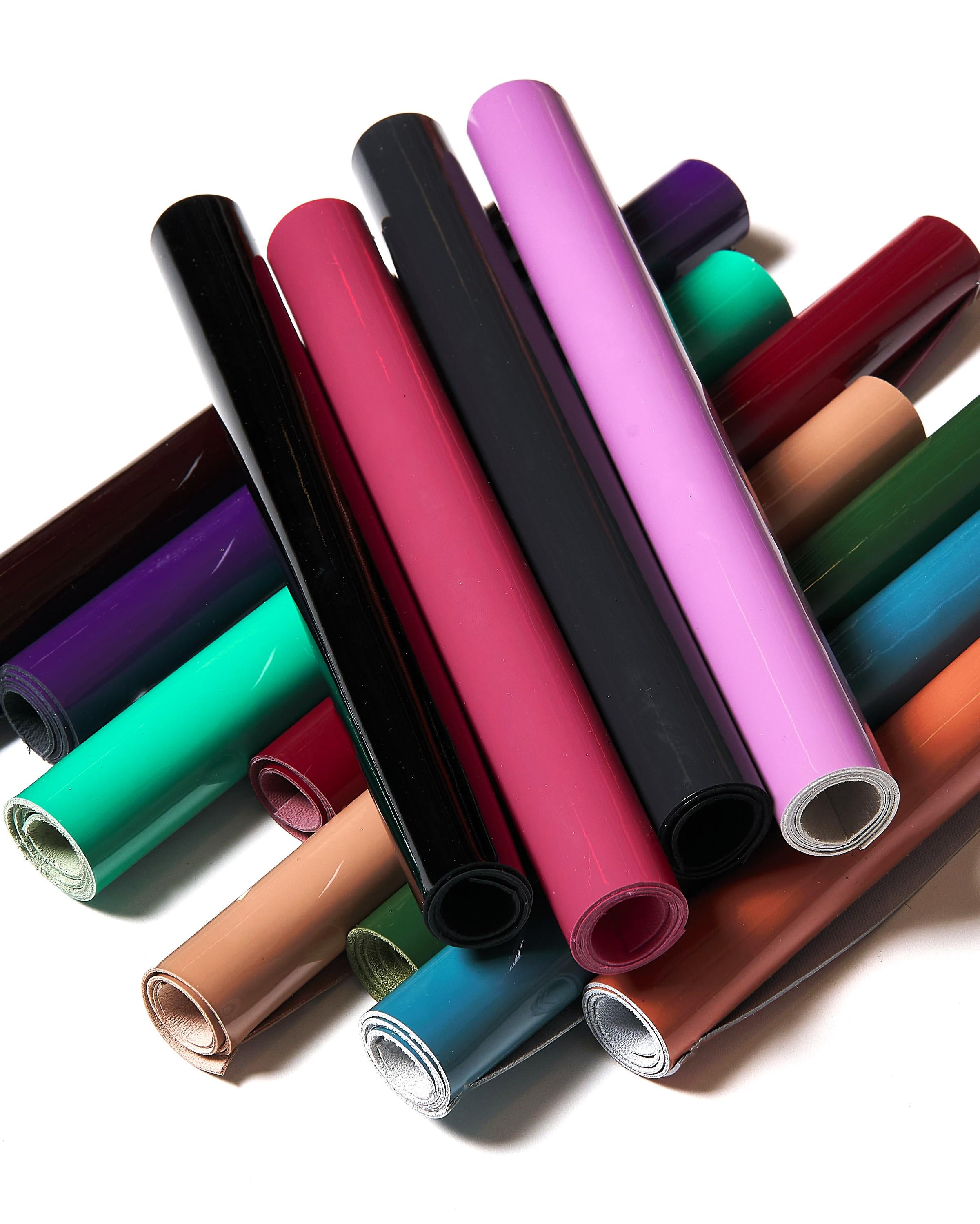 PATENT Leather Scraps in Assorted Colors - 10 random glossy Smooth Solid Tones leather pieces 10x8" / 20x25 cm RT307 La Garzarara