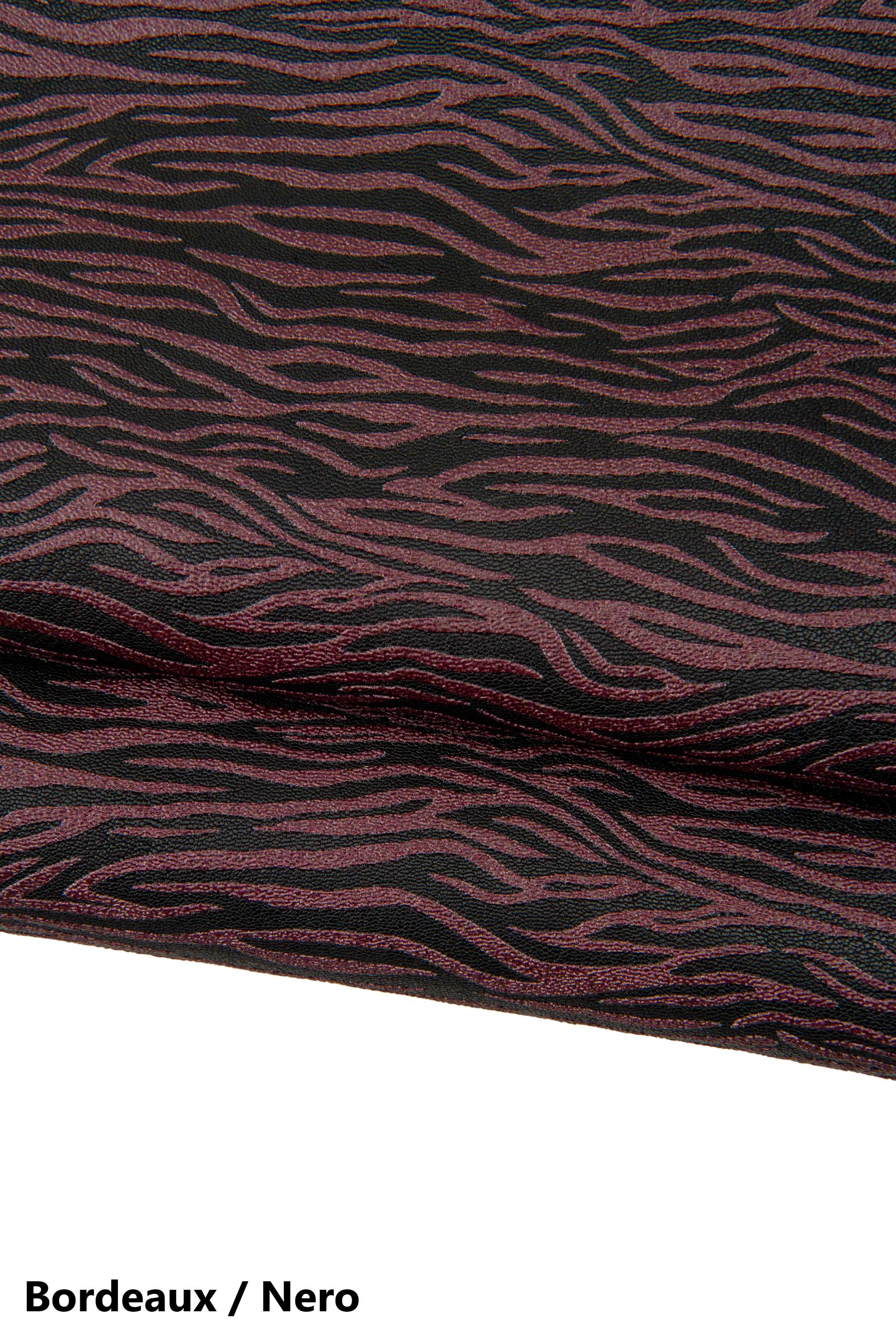 ZEBRA textured leather skin, ANIMAL printed goatskin, soft hide for hobbyists B17668-ST La Garzarara
