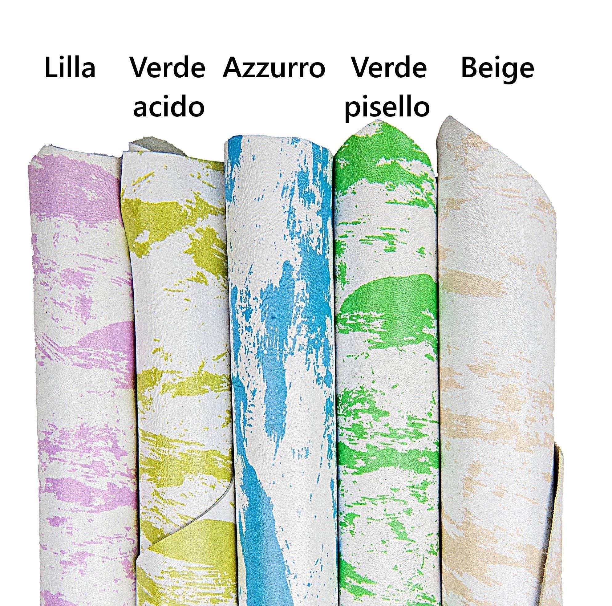 White leather PAINT effect, brush stroke printed leather hide, colorful leather skin for bags craft B17705-ST La Garzarara