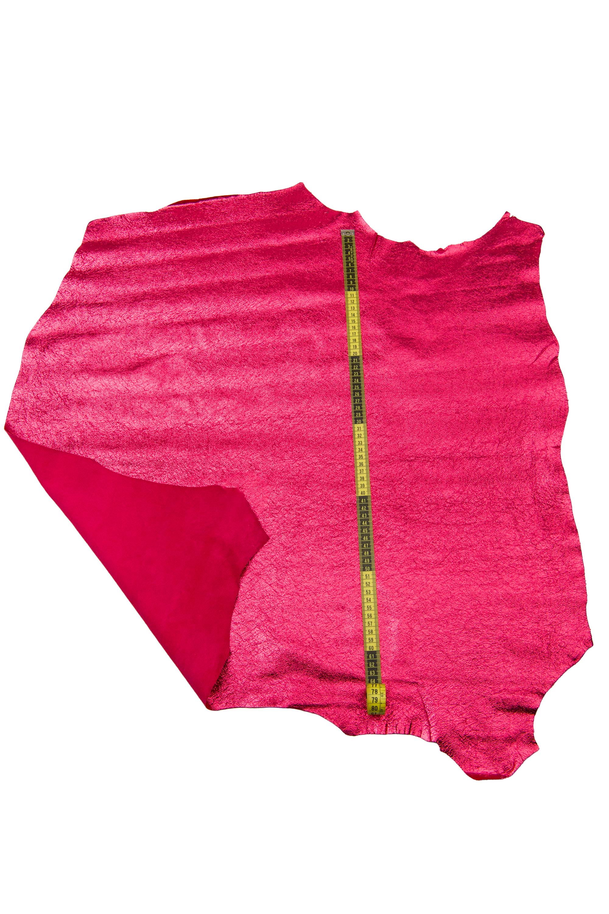 Red METALLIC leather skin, SPARKLE wrinkled goatskin, soft hide for diy projects B17658-MT La Garzarara