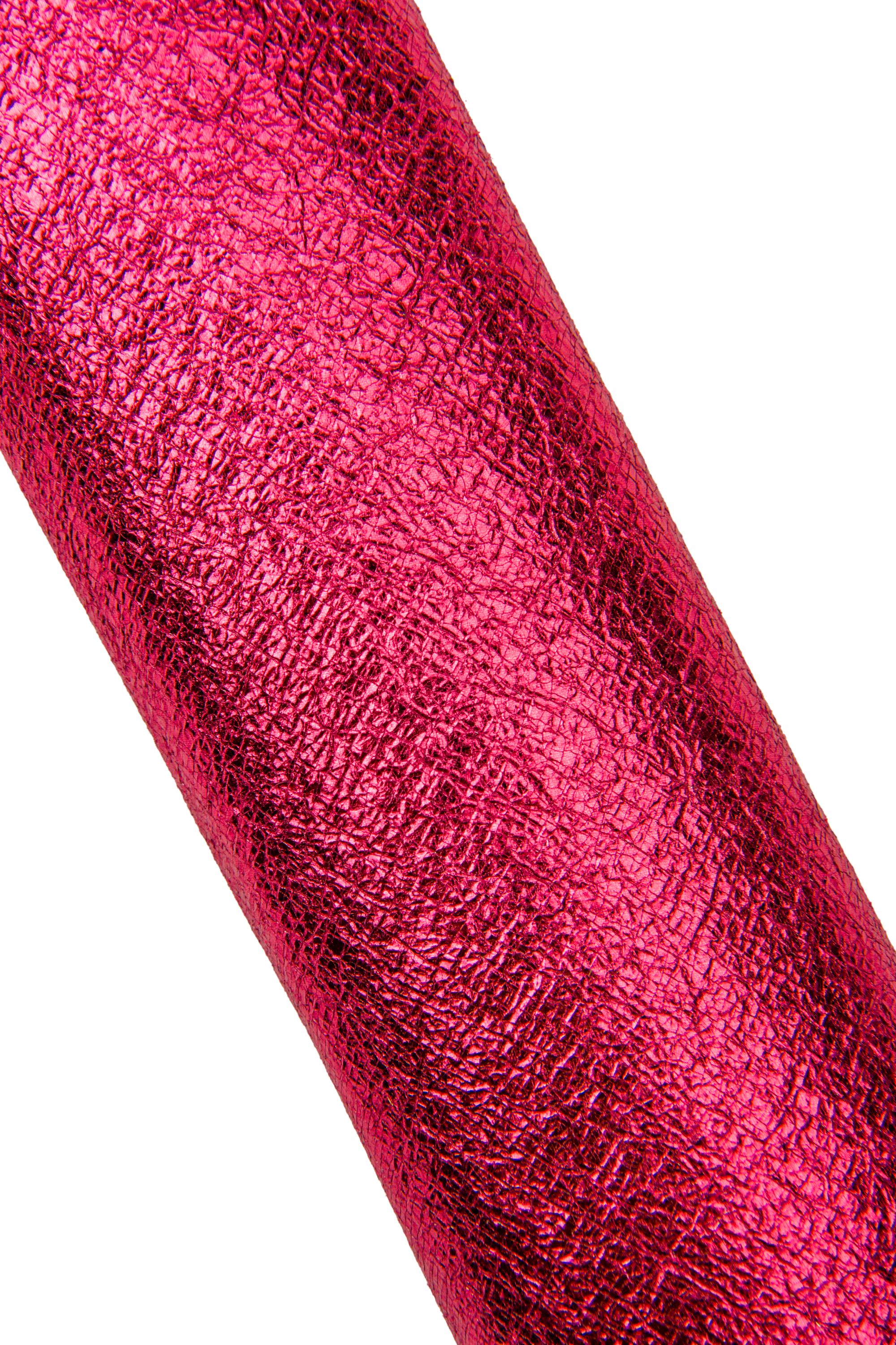 Red METALLIC leather skin, SPARKLE wrinkled goatskin, soft hide for diy projects B17658-MT La Garzarara