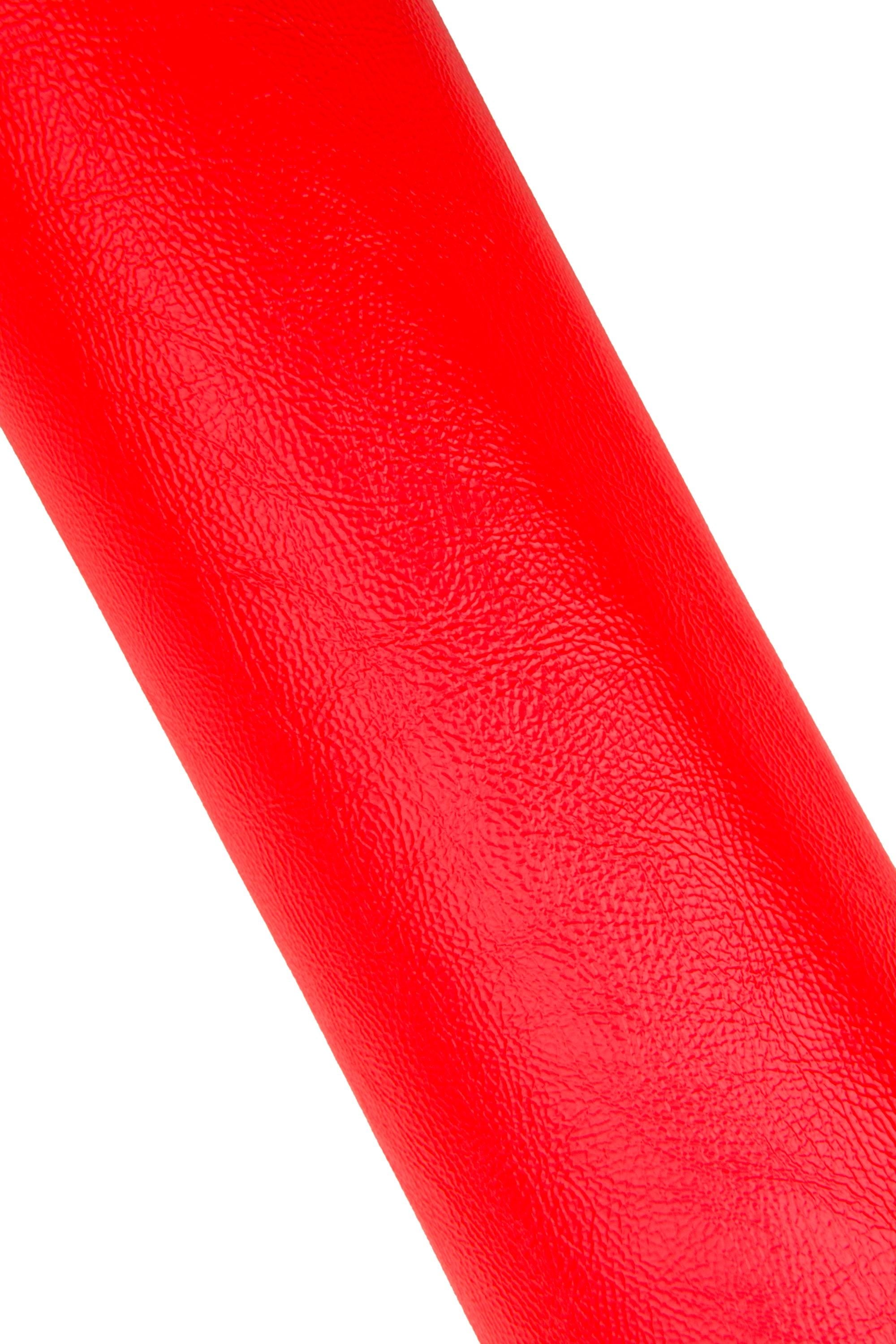 Neon orange glossy patent leather SKIN hide, soft wrinkled calf cowhide for creative projects, B17766-TU La Garzarara